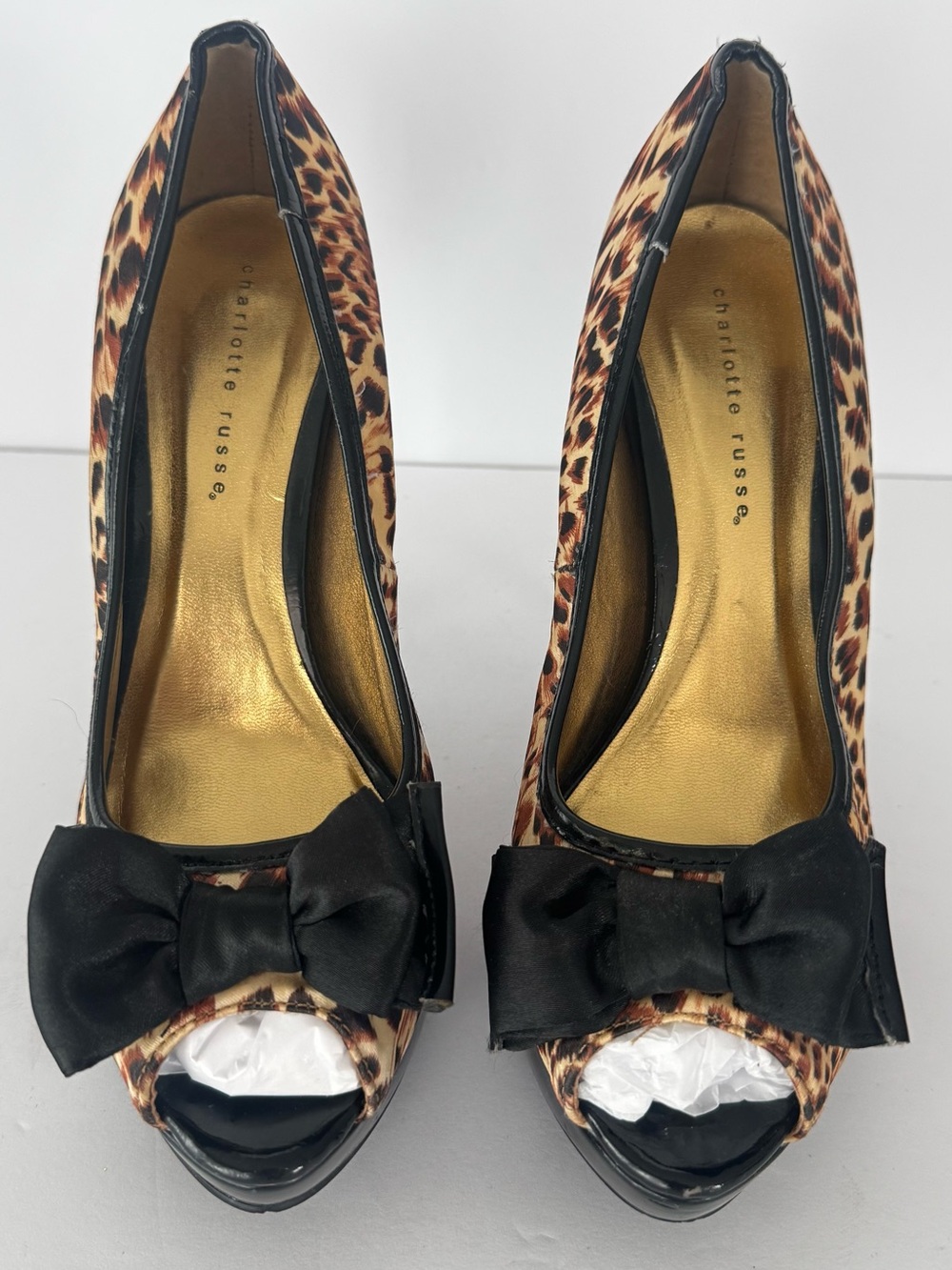 Charlotte Russe Leopard Print Peep Toe Platform Heels Women’s Size 9 Mob Wife
